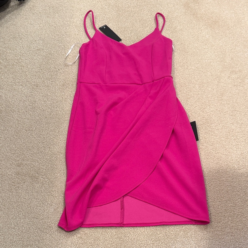 Lulu's Vibrant Pink Asymmetrical Dress